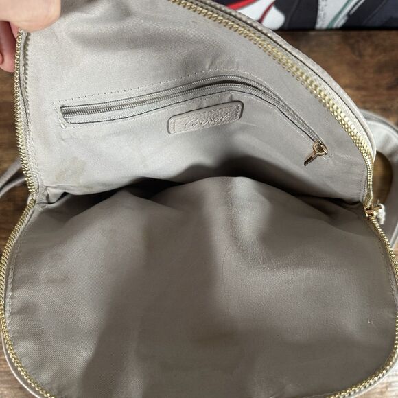 Crossi Bow Backpack White Gray Gold Seafoam Adjustable Straps Zipper Pockets - Picture 5 of 8